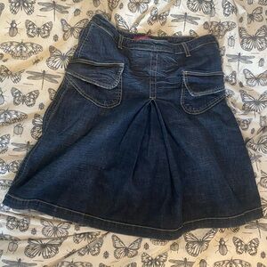 BCBGMaxAzira denim midi skirt with equestrian inspired pockets!